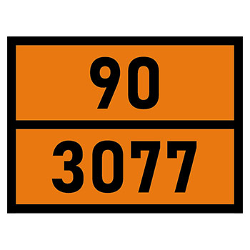 Табличка «Опасный груз 90-3077», Вещество твердое опасное для окружающей среды, Н.У.К. (светоотражающая пленка, 400х300 мм)